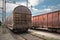 Freight wagons at a railway station