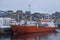 Freighter at dock in Aasiaat, West Greenland