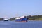 Freighter and feeder ship on Kiel Canal