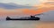 A freighter sailing along on Lake Huron in Michigan