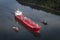 Freighter and Two Tugs Sail On Penobscot River