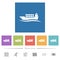Freighter with wave flat white icons in square backgrounds