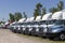 Freightliner and Navistar International Semi Tractor Trailer Trucks Lined up for Sale