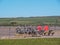 FREMINGTON QUAY, NORTH DEVON, ENGLAND- APRIL 25 2021: Several bicycles parked up near Fremington Quay. View of Torridge