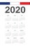 French 2020 year vector calendar