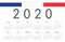 French 2020 year vector calendar