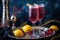 french 75 garnished with lemon twist and cherry