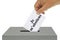 French abstention concept with someone putting a ballot in a ballot box