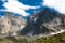 French Alp mountains covered in fresh white snow. Mountaineering, travelling.