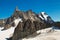 French Alp mountains covered in fresh white snow. Mountaineering, travelling.