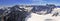 French Alps Mountains glacier near Aiguille du Midi, panoramic view, France