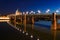 French ancient town Toulouse and Garonne river panoramic night view. Toulouse is the capital of Haute Garonne department and