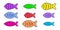 French April Fool's Day. Poisson d'avril. Some color fish for your design. White background.