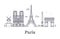 French architecture, paris panorama city skyline vector outline illustration