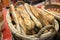 French baguettes on basket