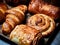 French baked pastry, pies, baguettes, croissants