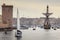 French battle ship, l`Hermione. In the old harbor of Marseille, France