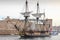 French battle ship, l`Hermione. In the old harbor of Marseille, France