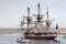 French battle ship, l`Hermione. In the old harbor of Marseille, France