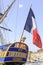 French battle ship, l`Hermione. In the old harbor of Marseille, France