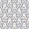 French blu paisley shabby damask vector texture background. Antique white blue buta seamless pattern. Hand drawn floral