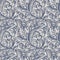 French blue floral linen seamless pattern with 2 tone country cottage style botanical motif. Simple vintage rustic