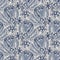 French blue floral linen seamless pattern with 2 tone country cottage style botanical motif. Simple vintage rustic