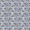 French blue floral linen seamless pattern with 2 tone country cottage style botanical motif. Simple vintage rustic