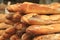 French bread heap on open market