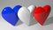 French / British / American flag hearts