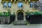 French building entrance beautiful wood door in Paris