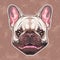 french bulldog animal head character in brown backgound