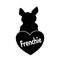 French Bulldog black dog silhouette with heart