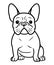 French bulldog black and white hand drawn cartoon portrait vector illustration. Funny french bulldog puppy sitting and looking