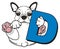 French bulldog with blue letter D