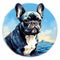 French Bulldog Digital Painting: Tonalism-inspired Circle T-shirt Design