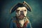 French Bulldog dog wearing pirate hat Halloween costume