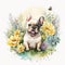 French Bulldog frolicking in a field of spring flowers AI Generated