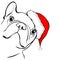 French bulldog Portrait in a Santa`s hat . Vector illustration.