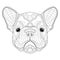 French bulldog puppy head zentangle stylized, vector, illustration, freehand pencil, pattern. Zen art. Black and white