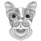 French bulldog puppy zentangle stylized for coloring book for adult, tattoo, T-shirt design and other decorations