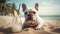 French Bulldog Relaxing on the Beach