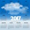 French Calendar for 2017 year with clouds in the blue sky