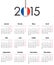 French Calendar grid for 2015 with flag like tag