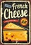 French cheese retro metal sign plate advertisement