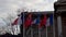 French and Chinese flags in the wind in front of National Assembly