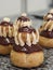 French chocolate cream puffs (religieuse)