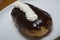 French chocolate eclair lower angle