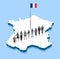 French citizens are voting for election over a France 3D map with flagpole