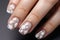 French classic manicure. Female fingers with beautiful nails. Salon and pretty woman concept. AI generated